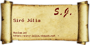 Siró Júlia névjegykártya